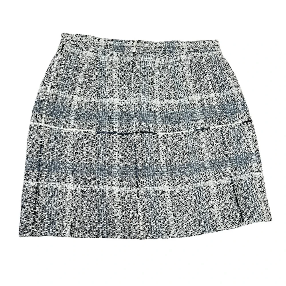 Alessandra Rich Tweed Plaid‎ Mini Skirt Size US 6/ AR 42/ FR 38 Gray Blue